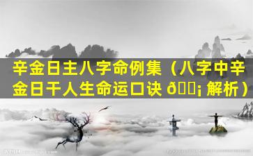 辛金日主八字命例集（八字中辛金日干人生命运口诀 🐡 解析）